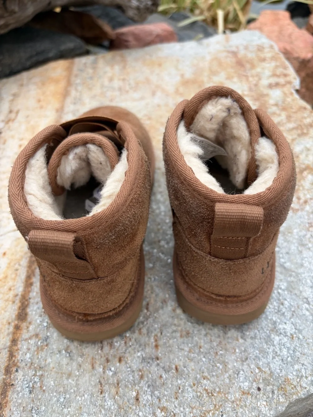 UGG Neumel Strap Boots Kids Size 13 Chestnut Shearling Lined
